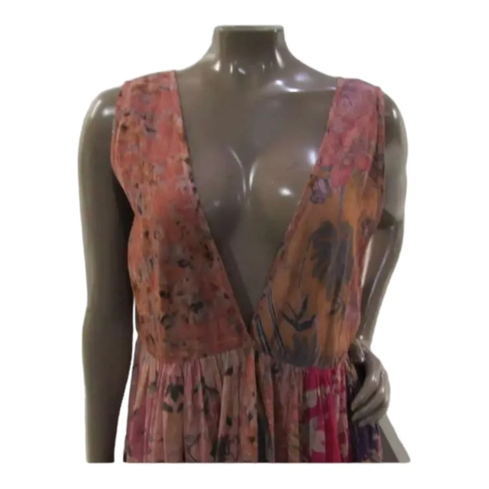 Mes Demoiselles Bonnie Floral Maxi Dress Deep V Boho Multicolor 38